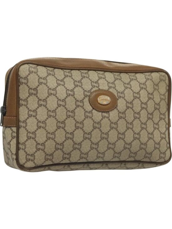 GUCCI Handbags - GUCCI GG Plus Supreme Clutch Bag PVC Beige Gold
